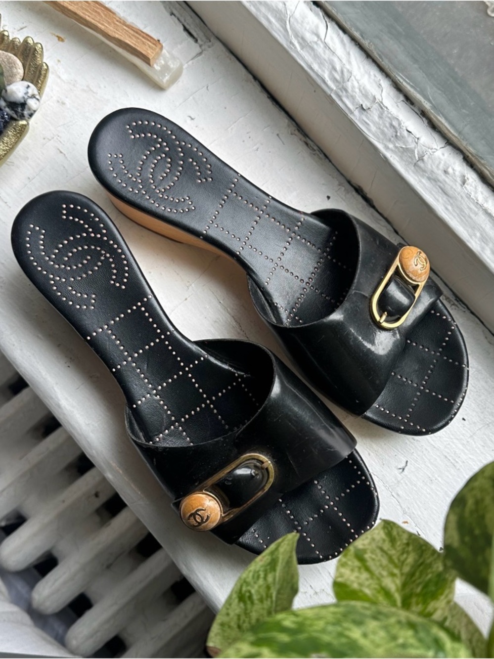 Chanel Wooden Platform Sandals